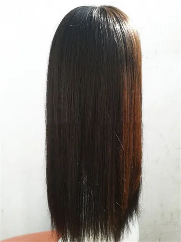 Miniatura 3 de Remeehi 18 "largo pelo humano real Topper Hairpiece para adelgazar el pelo recto parte superior para las mujeres 1b# negro