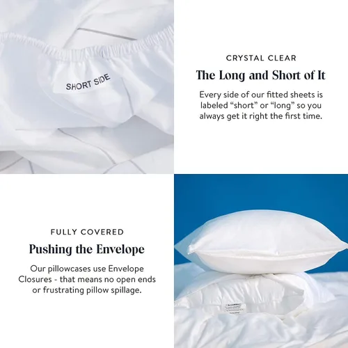 Miniatura 7 de Brooklinen Juego de sábanas de satén de lujo (3 piezas), tamaño California King, blanco, 100% algodón, incluye 1 sábana bajera y 2 fundas de Blanco
