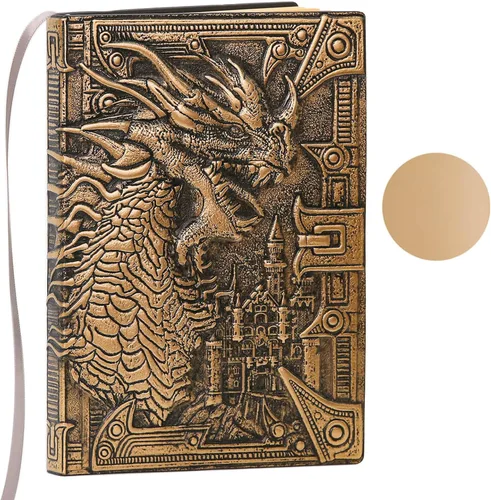 Diario sin forro – DND Dragon Brass 3D en relieve de tapa dura, cuaderno de bocetos A5 en blanco, 8.4 x 5.7 pulgadas (100 hojas, 200 páginas)
