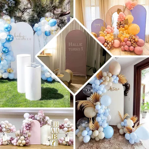Miniatura 5 de Efavormart Juego de 3 Fundas de Arco de Boda de Spandex Lavanda Mate Ajustadas para Soportes de Telón de Fondo Chiara de Parte Superior Redonda