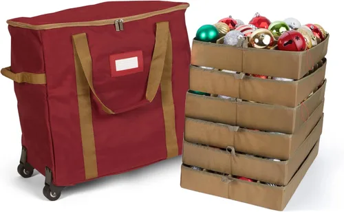 Miniatura 23 de Covermates Keepsakes Bolsa de almacenamiento ajustable para adornos, poliéster resistente, separadores acolchados y bandejas FlexGrid, organizador