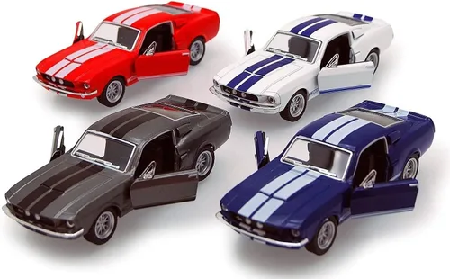KiNSMART - 1967 Ford Shelby Mustang GT500 1:38 Escala 5 "Die Cast Metal Model Toy Muscle Car (4 juegos)