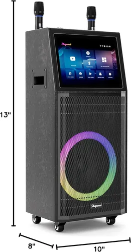 Miniatura 10 de Máquina de karaoke para adultos, con pantalla de letras, altavoz Bluetooth grande portátil inteligente, 2 micrófonos inalámbricos, sistema