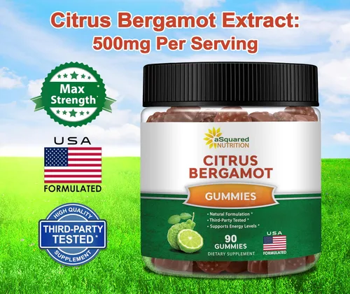 Miniatura 7 de aSquared Nutrition Gomitas de bergamota cítrica – Suplemento de extracto de bergamota cítrica de 500 mg por porción – Alternativa de goma pura a