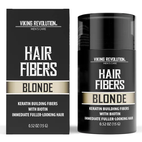 Miniatura 9 de Viking Revolution Fibras de cabello castaño rojizo para hombres adelgazantes, fibra gruesa para cubrir puntos calvos, fibras de construcción