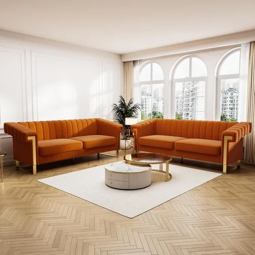 Miniatura 10 de Sofás de terciopelo de 83 pulgadas para sala de estar, cómodos sofás tapizados de 3 plazas para apartamento moderno para espacios pequeños (negro)