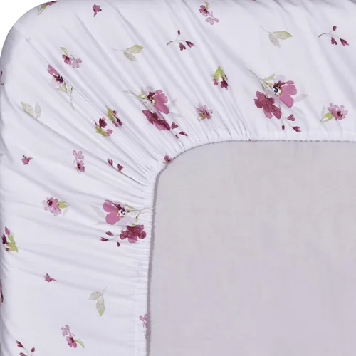 Miniatura 3 de sheetsnthings Zahra - Juego de sábanas de 300 hilos, 100% algodón, 4 piezas, tamaño King, color blanco con rosa, borgoña y verde
