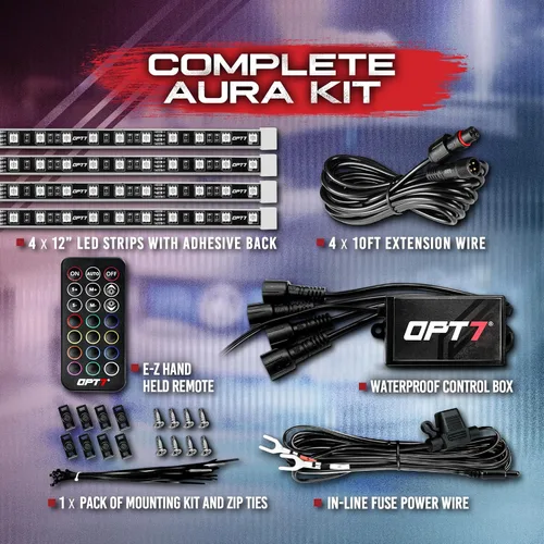Miniatura 2 de Kit de iluminación OPT7, modelo Aura, para rejilla de auto
