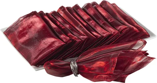Miniatura 4 de Fennco Styles Sorbet Collection - Servilletas de tela de organza de 20 x 20 pulgadas, juego de 12 servilletas negras para bodas, banquetes, eventos