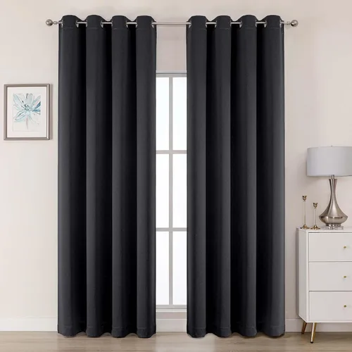 Miniatura 29 de OWENIE Cortinas 100% opacas de 96 pulgadas de largo, 2 paneles para dormitorio, sala de estar, cortinas superiores con aislamiento térmico