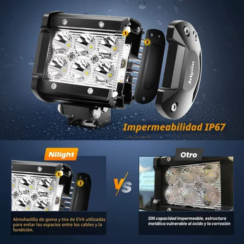 Miniatura 4 de Nilight Barra de Luz LED de 52 Pulgadas Spot Flood 2 Piezas Focos LED Spot de 18W 4 Pulgadas Soporte de Montaje del Marco del Parabrisas