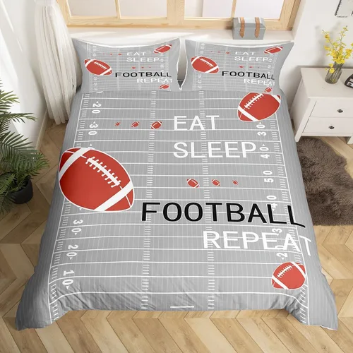 Miniatura 19 de jejeloiu Juego de ropa de cama de fútbol para niños, tamaño individual, juego de funda de edredón de fútbol para niños y niñas, funda de edredón