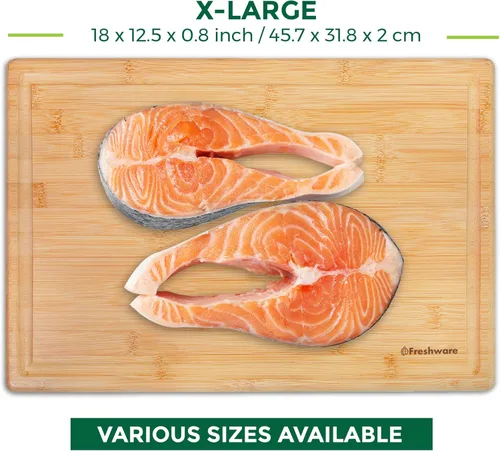 Miniatura 4 de Tabla de cortar de bambú para cocina con ranura para jugos [Extragrande] Tabla de cortar de madera para cortar carne, verduras, frutas, queso