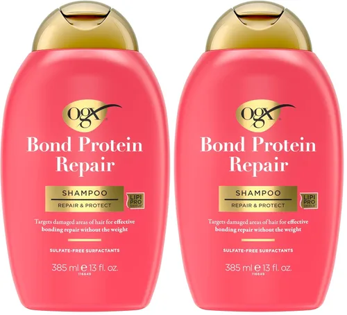 Miniatura 10 de OGX Repair & Protect Bond - Champú reparador de proteínas, lavado ligero para el cabello que limpia y dirige el cabello dañado para una reparación