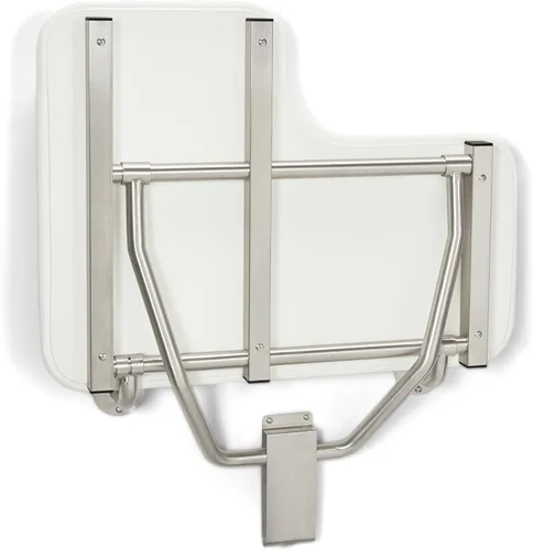 Miniatura 9 de Seachrome Asiento de ducha Lift-Assist, en forma de L, mano derecha, ADA, montaje en pared, acolchado blanco naugahído