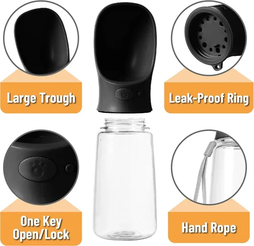 Miniatura 5 de Mr. Pen - Botella de agua para perros, 19 onzas, grande, negra, dispensador portátil de botella de agua para perros, no apto para lavavajillas