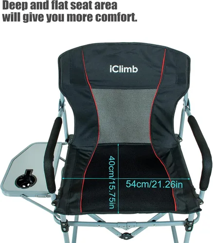 Miniatura 3 de iClimb Silla de malla plegable de camping compacta resistente con mesa auxiliar y asa