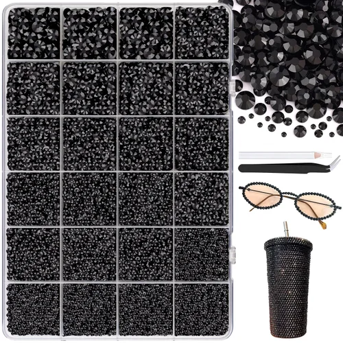 Miniatura 63 de 7000 diamantes de imitación de resina con pinzas para manualidades, diamantes de imitación de gelatina con parte trasera plana de 2/3/4/5/6mm, 4
