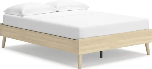 Signature Design by Ashley Cabinella - Cama de plataforma matrimonial casual con listones de metal, madera, base o somier, no necesita cabecera no
