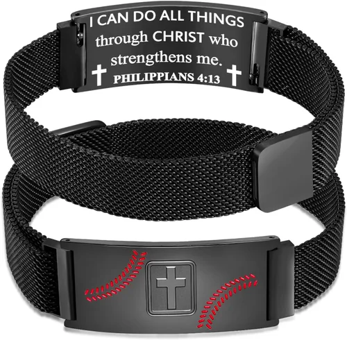 Miniatura 132 de Regalos de graduación, pulsera de fútbol, fútbol, baloncesto, béisbol, regalos de pulsera, pulseras de cruz de fe para hombres, bautismo, primera