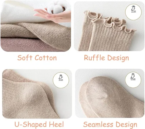 Miniatura 4 de WATOCHE Calcetines para bebés y niñas pequeñas con volantes, calcetines de vestir con volantes, calcetines antideslizantes para bebés, calcetines