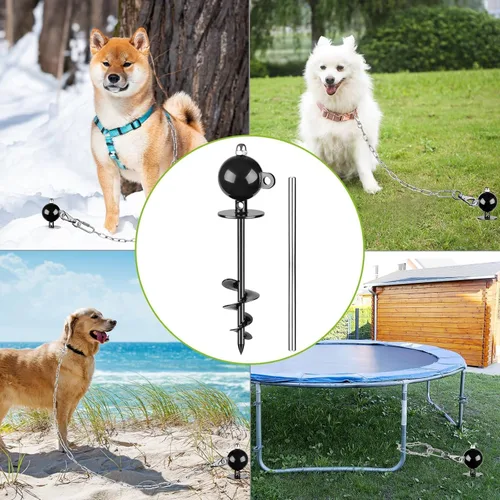 Miniatura 2 de SELEWARE Estaca de amarre para perro al aire libre, anclaje antióxido para perros grandes de hasta 220 libras, estaca giratoria libre, incluye