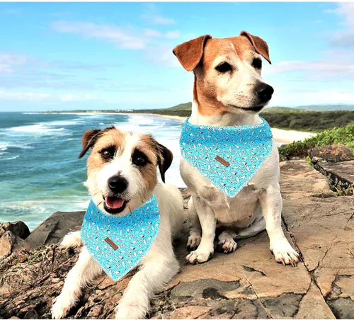 Miniatura 4 de Lionheart Glory Bandana - Bufanda azul suave lavable con estampado de tiburón, ajustable para perros pequeños, medianos y grandes Azul (Blue Shark)