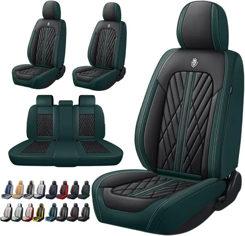 Miniatura 11 de Juego de fundas de asiento de automóvil de cuero nappa impermeables y transpirables de ajuste universal, cojín protector para vehículo automotriz