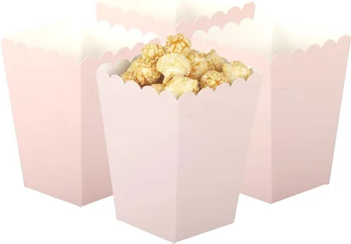 Miniatura 3 de Juego de 36 cajas de palomitas de maíz de color rosa claro, cajas de regalo de palomitas de maíz, contenedor de cartón abierto para suministros