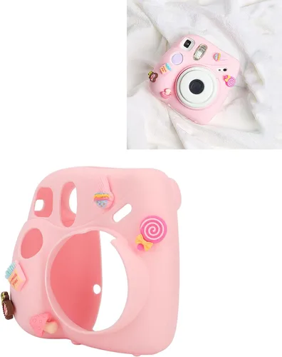 Miniatura 4 de Funda para cámara instantánea, funda ligera con correa para el hombro, funda protectora de silicona suave adecuada para Instax Mini 7 Plus (postre)