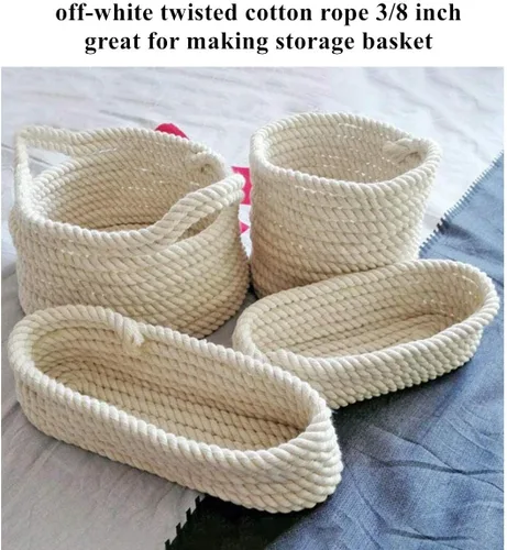 Miniatura 5 de Cuerda de macramé de algodón de 0.394 in, cuerda trenzada de 3/8 pulgadas de grosor para manualidades, decoración de nudos, juguetes para mascotas