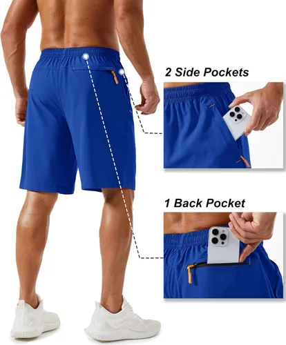 Miniatura 44 de TACVASEN Pantalones cortos deportivos para correr para hombre, 9 pulgadas, de secado rápido, pantalones cortos ligeros de verano, 3 bolsillos