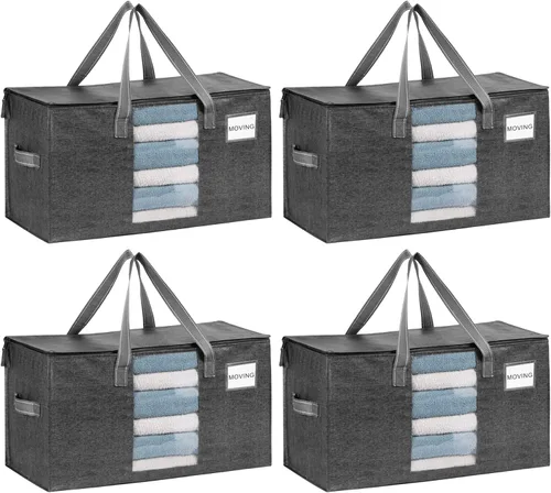 Miniatura 44 de VENO Paquete de 4 bolsas de mudanza resistentes, bolsas de almacenamiento de ropa y edredón con ventana transparente, suministros de embalaje