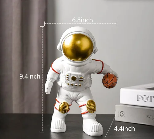 Miniatura 2 de 123Arts Estatua de baloncesto de astronauta, decoración de dormitorio y escritorio, decoración de astronauta de resina