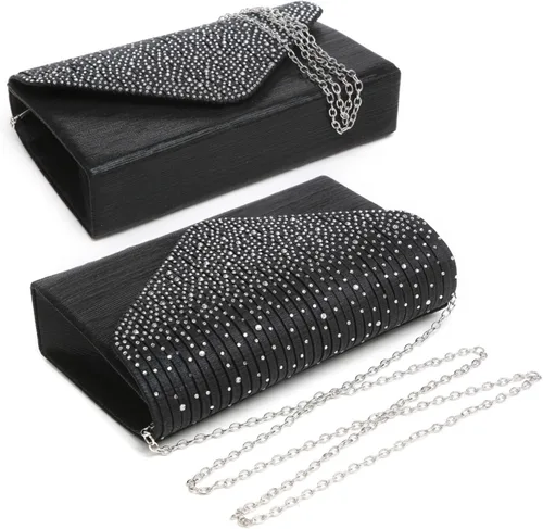 Miniatura 2 de Dasein Bolso de mano de satén esmerilado para mujer, bolso cruzado para fiesta, graduación, boda, sobre