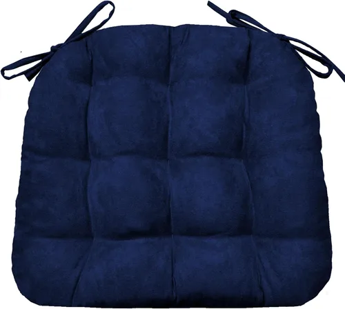 Miniatura 35 de Barnett Almohadilla para silla de comedor con lazos. Gamuza microfibra, microgamuza, reversible, relleno de espuma de látex, se puede lavar a Negro