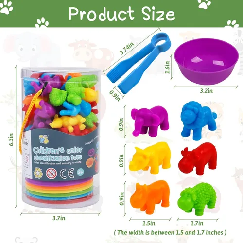Miniatura 2 de Juguete de contar animales, juegos a juego con cuencos de clasificación, juguetes de clasificación para niños pequeños, actividades de aprendizaje