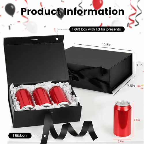 Miniatura 2 de VGOODALL Caja de regalo negra, 10.5 x 7.5 x 3.1 pulgadas, cajas de regalo para regalos con tapas, cierre magnético, caja plegable para propuesta