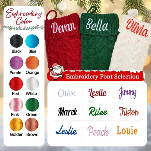 Miniatura 13 de Calcetines de Navidad personalizados para perros y gatos, calcetín de Navidad bordado con nombre personalizado en forma de pata de mascota o hueso