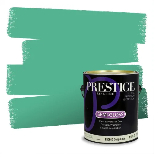 Miniatura 158 de Prestige Paints - Pintura exterior e imprimación en uno, 1 galón, plano, compatibilidad comparable con el color menta «Whipped Mint» de Behr