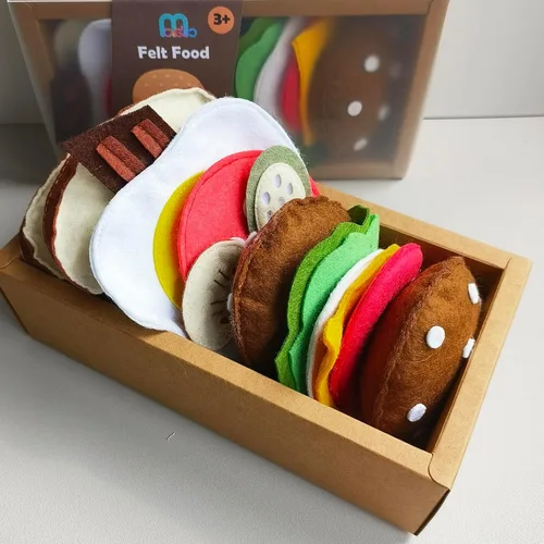 Juego de juguetes de comida de simulación para niños, 13 piezas para hamburguesas y sándwich, juego de comida de simulación suave para niños,
