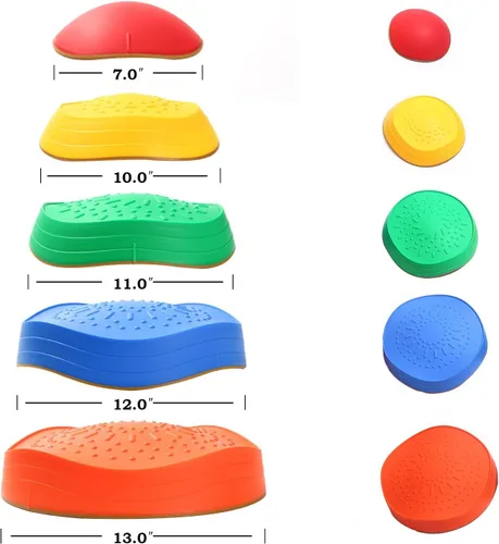 Miniatura 4 de makarci Stepping Stones para niños, 5 piedras de equilibrio de plástico antideslizantes, equipo de juego sensorial que promueve las habilidades