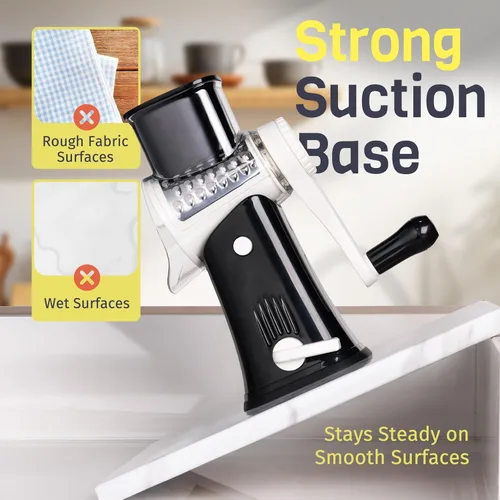 Miniatura 5 de Rallador de Queso Giratorio 5 en 1 con Manivela Manual, Rebanadora Trituradora de Verduras con 5 Cuchillas Intercambiables, Ralladores para Cocina
