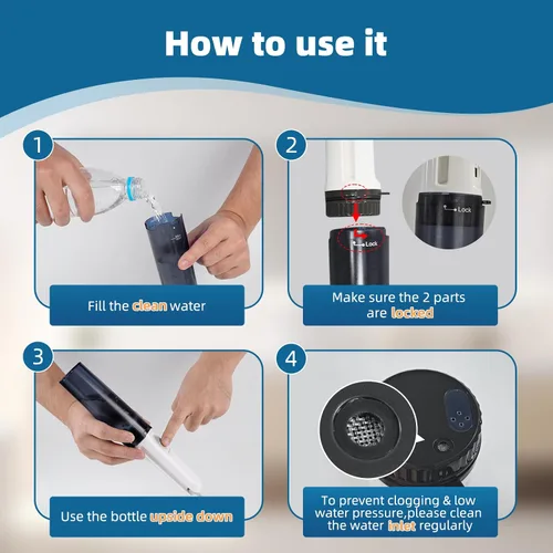 Miniatura 9 de Hibbent Bidé portátil para viajes, rociador eléctrico de mano de alta presión, bidé de viaje recargable para mujeres y hombres, limpieza de higiene