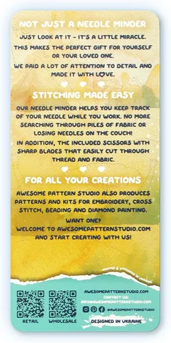 Miniatura 2 de Awesome Pattern Studio Needle Minder Set – Mandala Giraffe Magnetic Needle Minder + 2 enhebradores de aguja + tijeras de grúa. Pin de esmalte