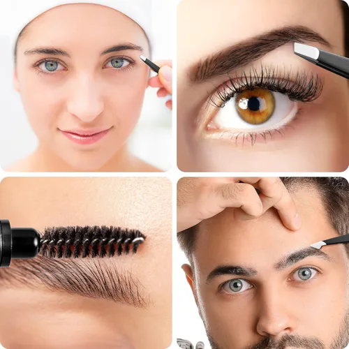 Miniatura 6 de Exquisito kit de cejas 8 en 1 para mujeres y hombres – Kit de aseo de cejas de lujo con 4 pinzas de precisión para cejas, maquinilla de afeitar
