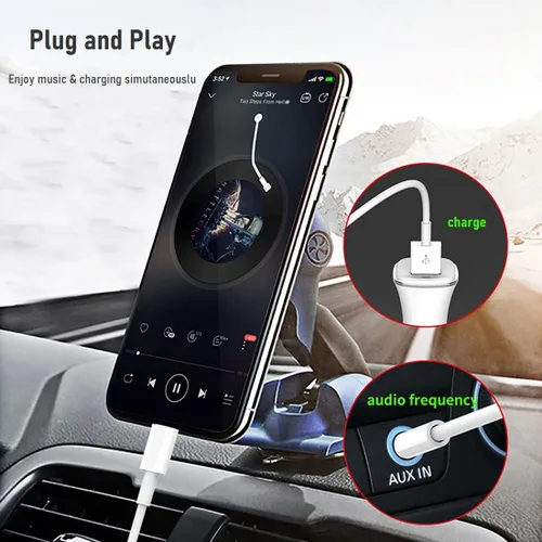 Miniatura 2 de Cable USB C a conector auxiliar de audio de 0.138 in con cable de carga Compatible con iPhone 17/16/15/Samsung Galaxy S20/S20, puerto tipo C