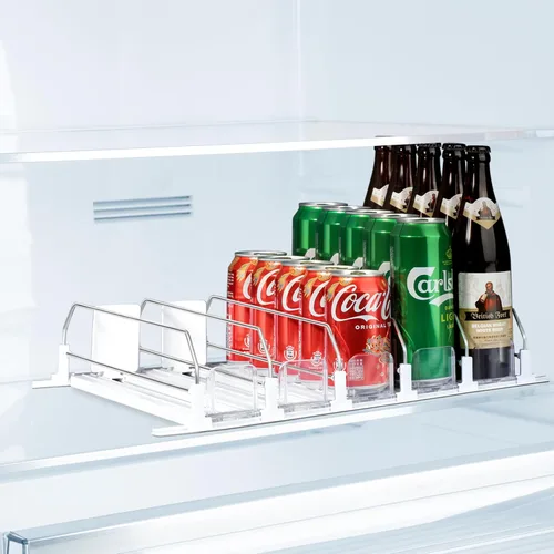Miniatura 8 de LumoShine Organizador de bebidas para refrigerador, dispensador de latas de soda autoempujable para refrigerador, ancho ajustable para soportes