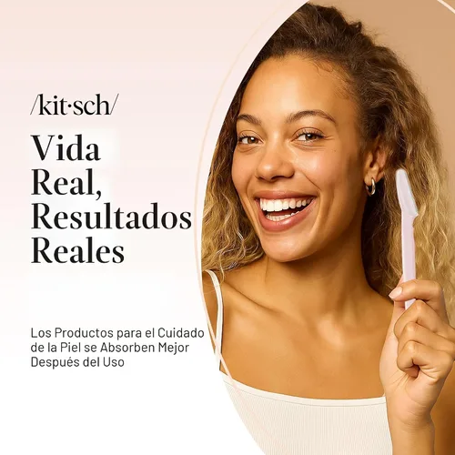 Miniatura 8 de Kitsch Dermaplane Maquinilla de Afeitar para Rostro de Mujer – Maquinillas de Afeitar Faciales para Mujeres y Hombres, Recortadora de Cejas y Rubor