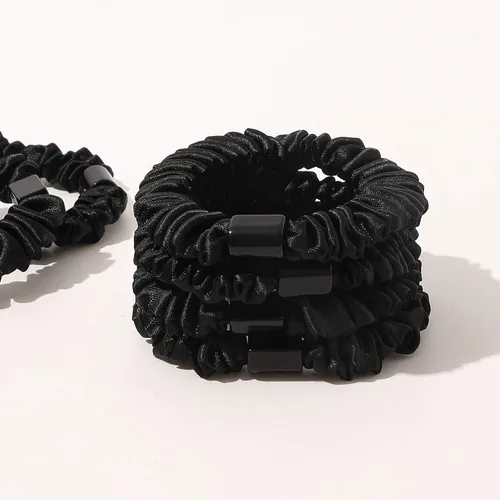 Miniatura 4 de Ivyu, ligas de cabello de seda satinada negras pequeñas mini scrunchy para mujeres, accesorios para cabello grueso, lindos, suaves, sin